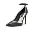 thumbnail image 1 of Nine West Freze Black Leather Ankle Strap Stiletto Heel Pointy Toe Fashion Pumps (Black Leather, 11), 1 of 5