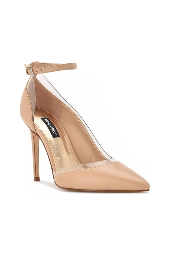 Freze Warm Blush Ankle Strap Stiletto Heel Pointy Toe Fashion Pumps (Warm Blush, 9)