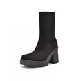 thumbnail image 1 of Nine West Gerri2 Black1 Suede Chunky Block Heel Squared Toe Ankle Platform Boots (Black Suede, 12), 1 of 6
