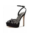 thumbnail image 1 of Nine West Go Big2 Black1 Stiletto Heel Ankle Strap Open Toe Dress Heeled Sandals (Black, 9), 1 of 5