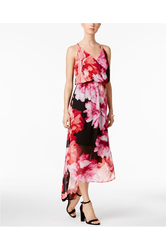 High Low Maxi Dress Black Pink Red 10