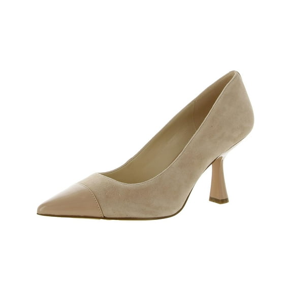 Nine West Hippa Light Natural Pointed Cap Toe Spool Heel Slip On Fashion Pumps (Light Natural, 7.5)
