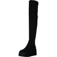 thumbnail image 1 of Nine West Hojo2 Black Stretch Suede Wedge Platform Over Knee Fashion Fitted Boot (Black Suede, 10.5), 1 of 6