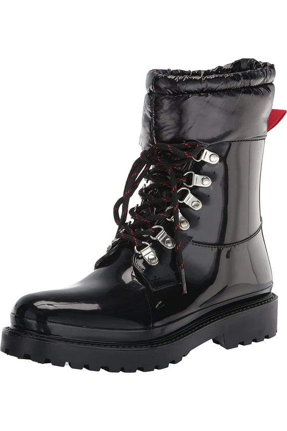 Keepit3 Black Lace Up Rounded Toe Lugged Sole Leather Ankle Boots (Black, 6)