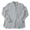 thumbnail image 1 of Nine West Ladies Long Sleeve Chest Pocket High Low Hem Double Gauze Button Up (White, S), 1 of 2