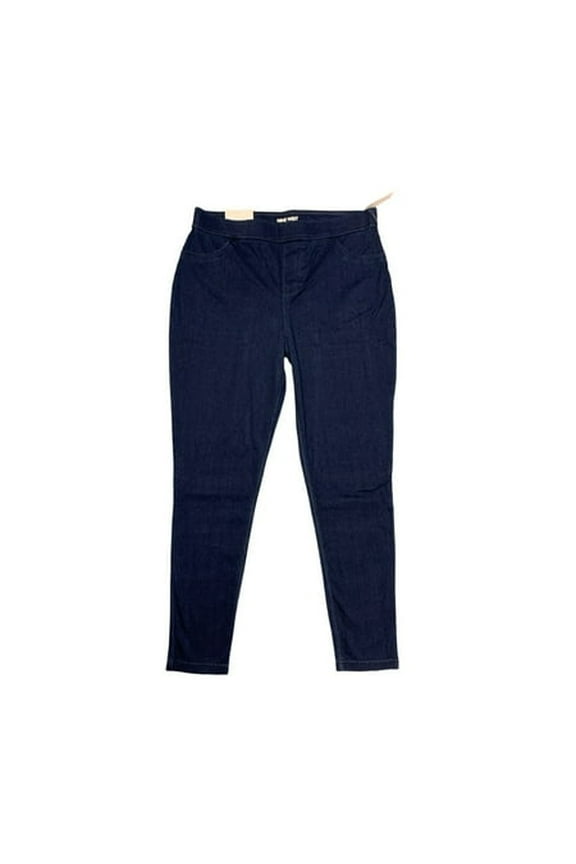 Ladies Soft Stretch Pull On Elastic Waistband Denim Legging, DNWB3056 (Dark Indigo, M)