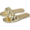 thumbnail image 1 of Nine West Lula 3 Gold Open/Rounded-Toe Synthetic Slide Sandal (7, Gold), 1 of 6