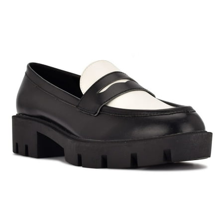 Nine West Maibel Women's Slip-On Loafers Color: Black White Size: 11