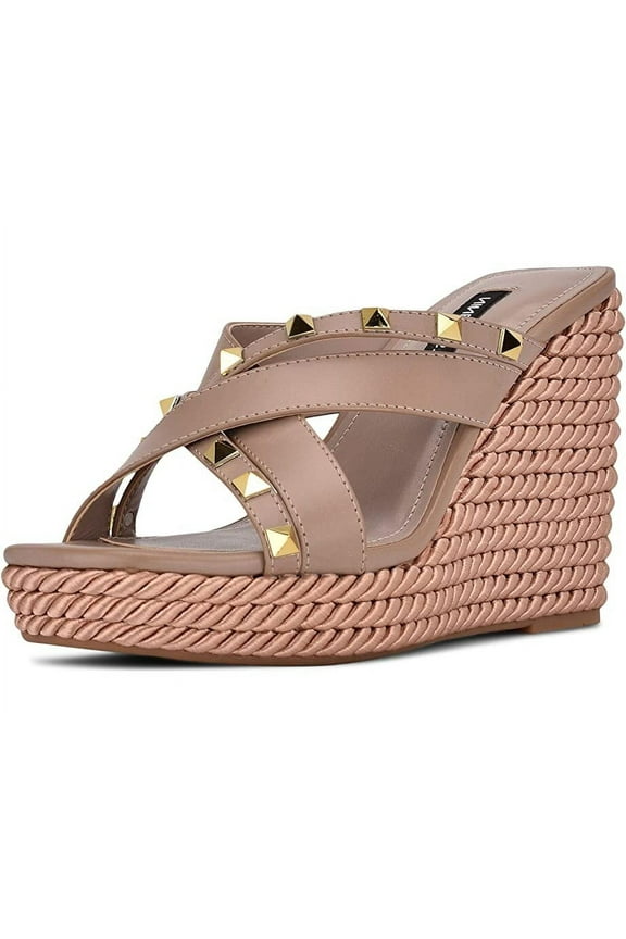 Pipa 3 Blush Pink Slip On Rounded Toe Multi Strap Embellished Sandals (Blush Pink, 9.5)