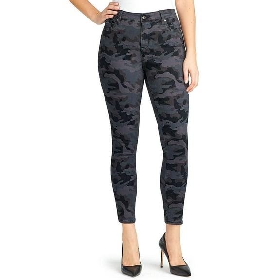 Nine West Printed Ankle Jeans in Black Military Camo, 4