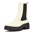 thumbnail image 1 of Nine West Rives Cream Chunky Lug Sole Pull On Rounded Toe Ankle Fashion Boots (Cream, 5), 1 of 4