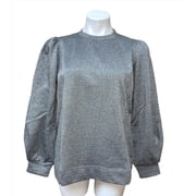 Nine West SILVER/HEATHER GREY Long Sleeve Crew Neck Knit Top, US Large
