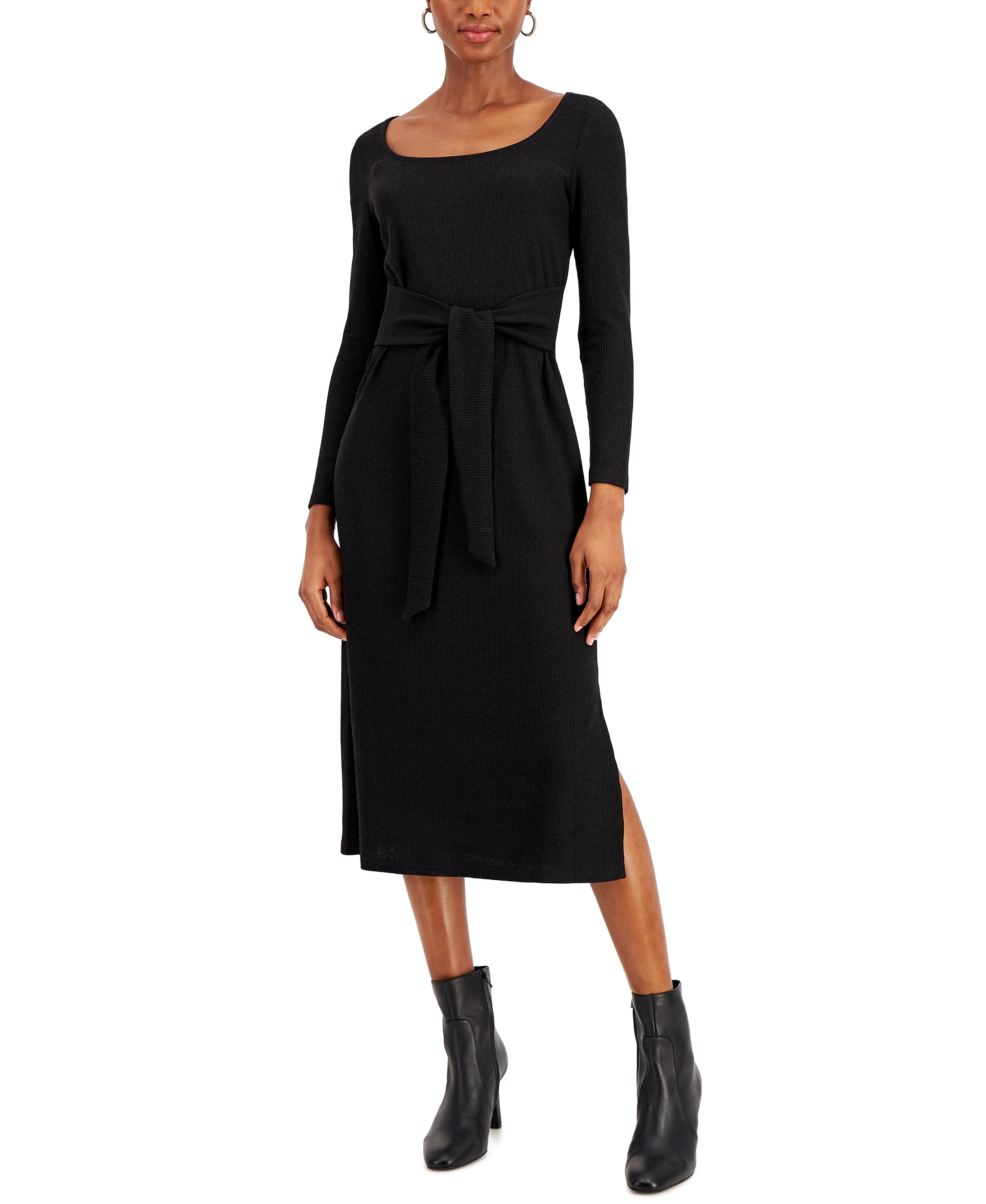 Nine West Tie-Front Sweater-Knit Dress - Black - Size Xl
