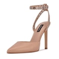 thumbnail image 1 of Nine West Timia Barely Nude Leather Ankle Strap Pointed Toe Stiletto Dress Pumps (Barely Nude Leather, 10), 1 of 5