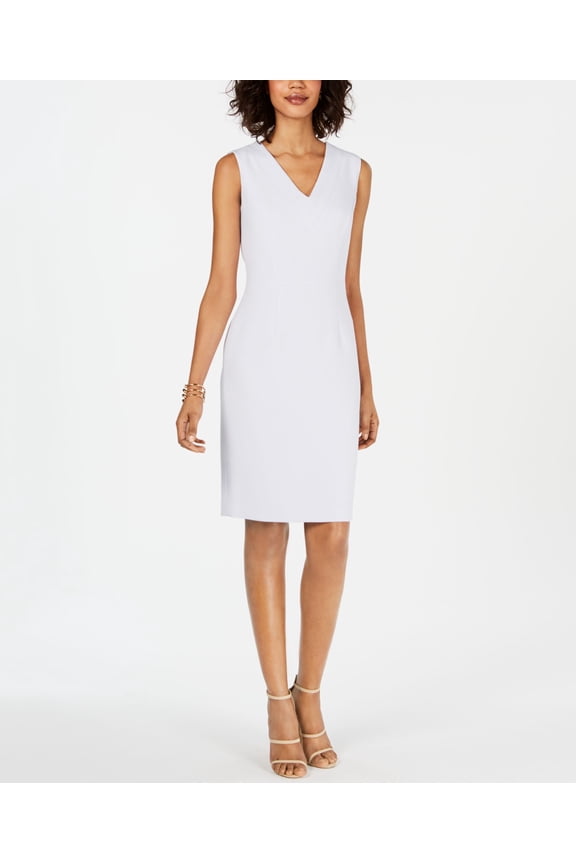 V Neck Sleeveless Sheath Dress Ice Violet 12