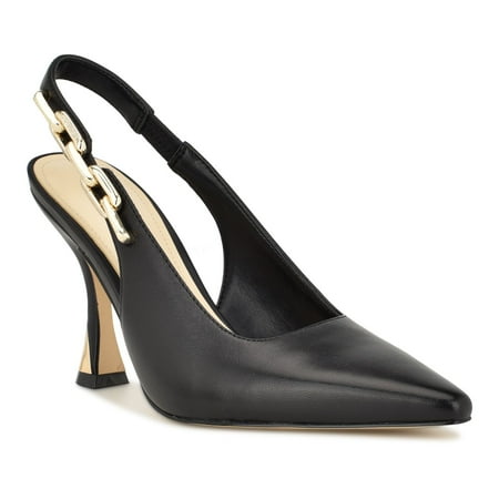 Nine West Veroni Women's Leather Stiletto Slingback Dress Pumps Color: Black Leather Size: 11