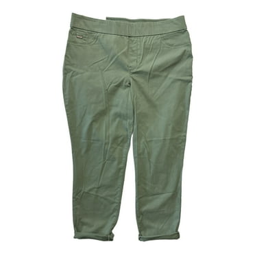 Nine West Women's Heidi Elastic Waistband Stretch Twill Pull-On Crops (Agave Green, 16)