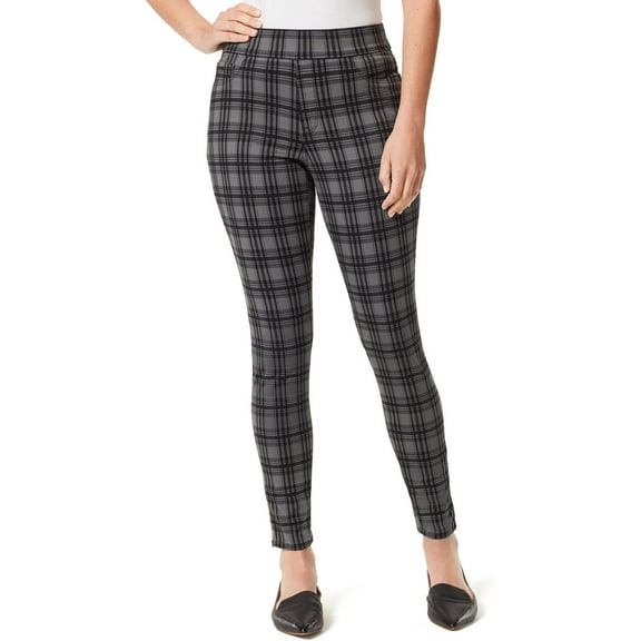 Nine West Women's Heidi Mid-Rise Pull On Skinny Fit Jegging Pants (Glasgow Plaid, 4)