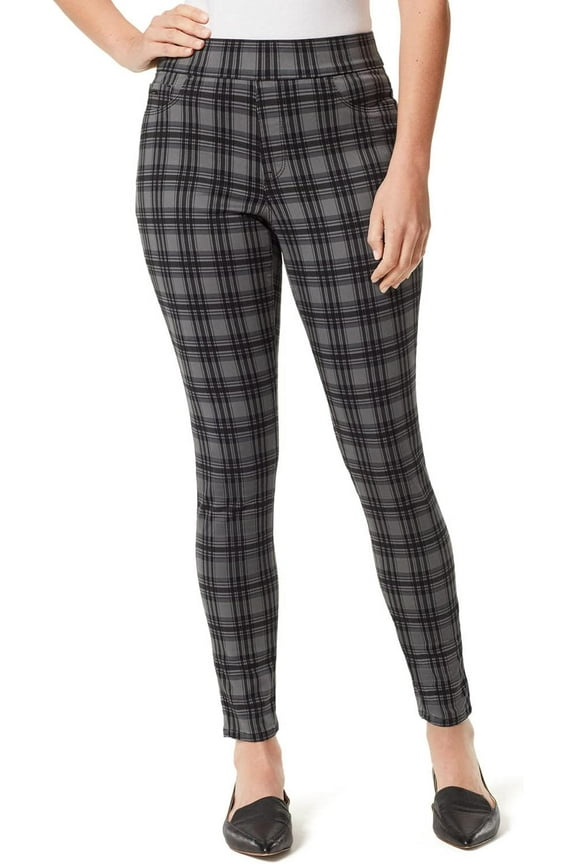 Women's Heidi Mid-Rise Pull On Skinny Fit Jegging Pants (Glasgow Plaid, 4)
