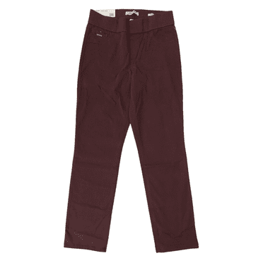 Nine West Women's Heidi Pull On Elastic Waist Stretch Twill Straight Leg Pant (Wine Tasting, 4)