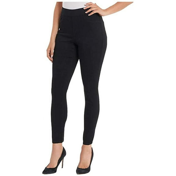 Nine West Women's Heidi Pull-On Yoga Stretch Skinny Leggings (Black Rinse, 12)