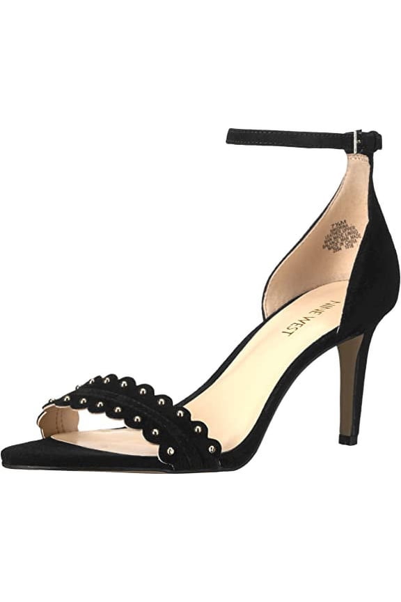 Nine West Women's Idrina Suede Dress Sandal, black, 7.5 M US New