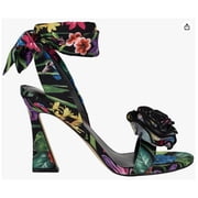 Nine West Womens Krave Heeled Sandal, Black Lush Floral Multi 002, 6