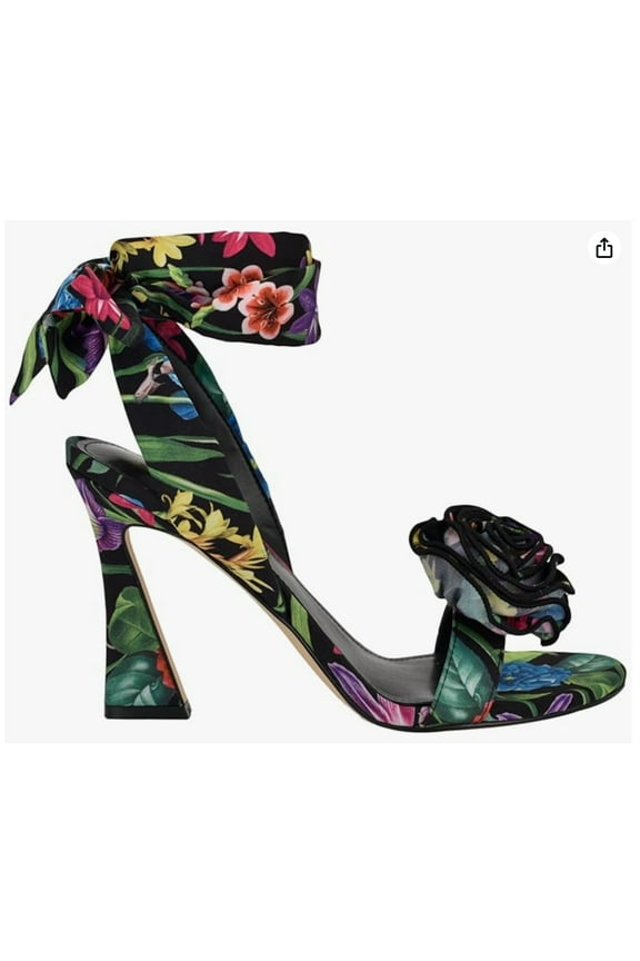 Women's Krave Heeled Sandal, Black Lush Floral Multi 002, 6