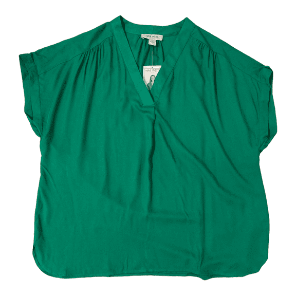 Nine West Women's Lightweight Relaxed Fit Woven Popover V-Neck Top (Blarney Green, XXL)