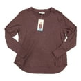 thumbnail image 1 of Nine West Women's Long Sleeve Rib Neck Pullover Soft Knit Top (Heather Winetasting, L), 1 of 1