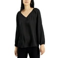 thumbnail image 1 of Nine West Women's Long Sleeve V-Neck Bow Back Blouse Black Size M, 1 of 3