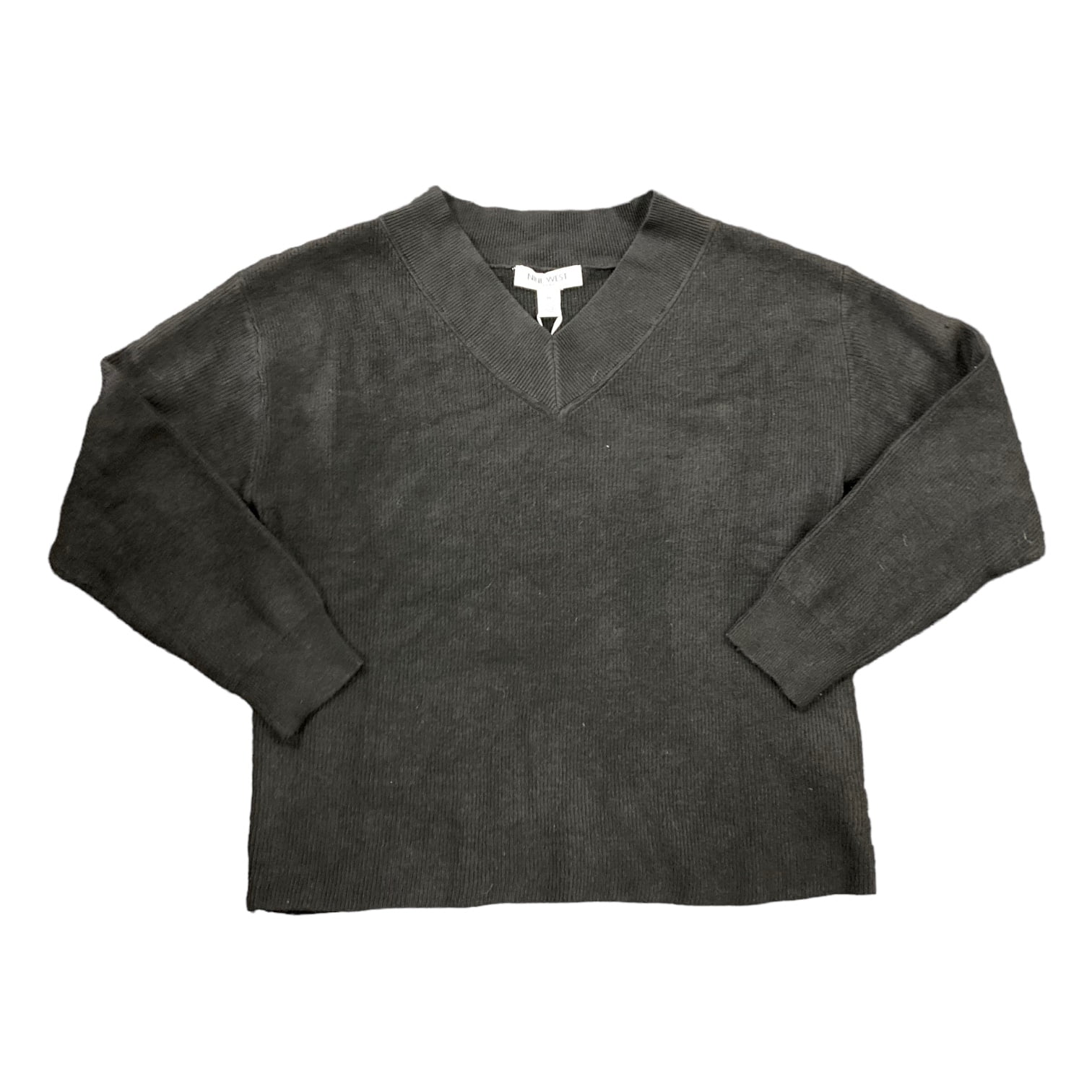 Nine West Women s Long Sleeve V Neck Ribbed Sweater Anthracite