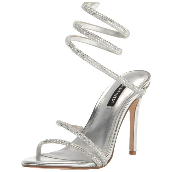 Nine West Women's MASKIL Heeled Sandals, Silver 040, 7.5