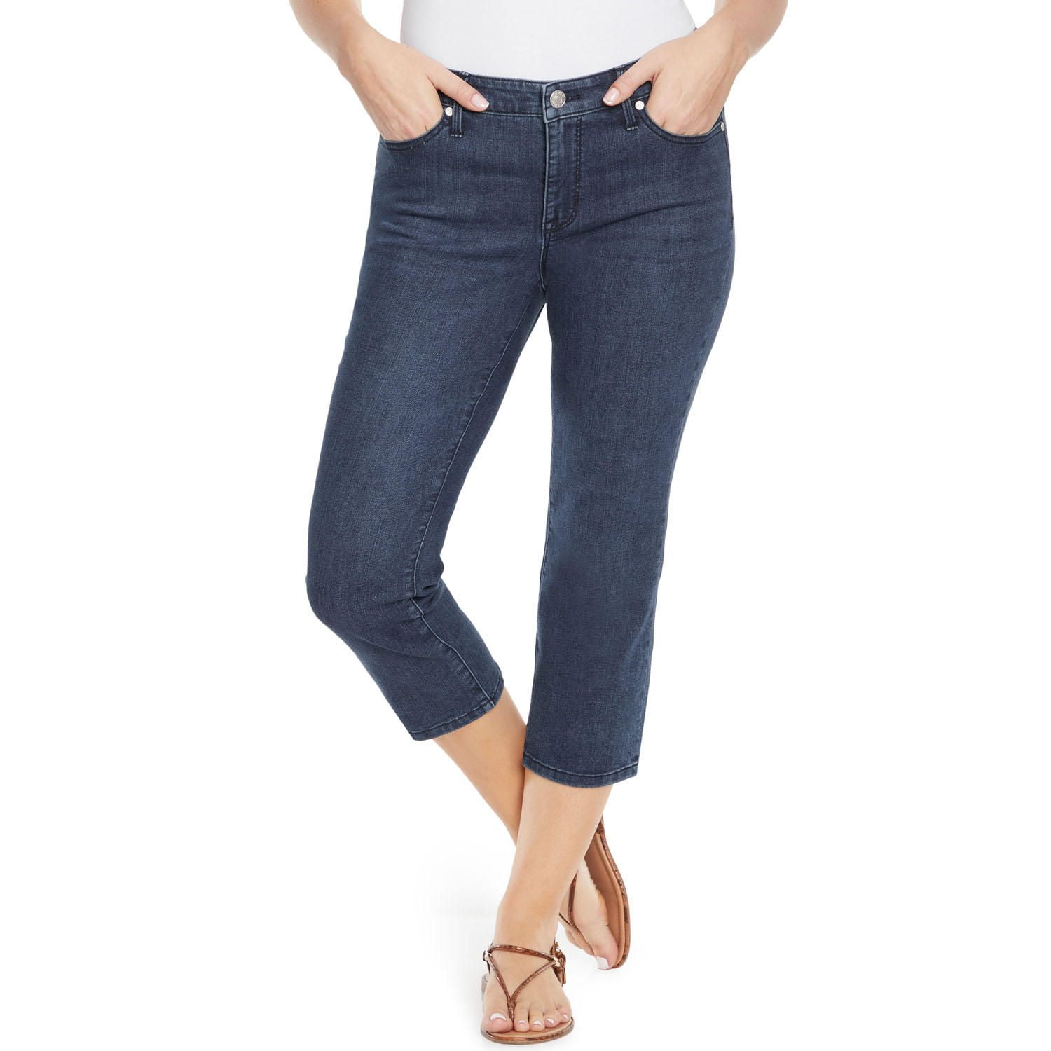 Nine West Women s Mid Rise Contour Waistband Chrystie Capri Broome Wash 10 Walmart