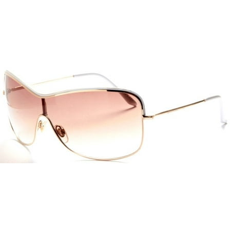 Nine West Women's Shield Gold/White Sunglasses
