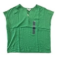 thumbnail image 1 of Nine West Women's Short Cap Sleeve V-Neck Fashion Top (Green Spruce, L), 1 of 1