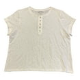 thumbnail image 1 of Nine West Women's Short Sleeve Front Button Slub Henley Top (White, XL), 1 of 3