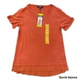 thumbnail image 1 of Nine West Women's Short Sleeve Sheer Bottom Emmy Top (Burnt Henna, XL), 1 of 6