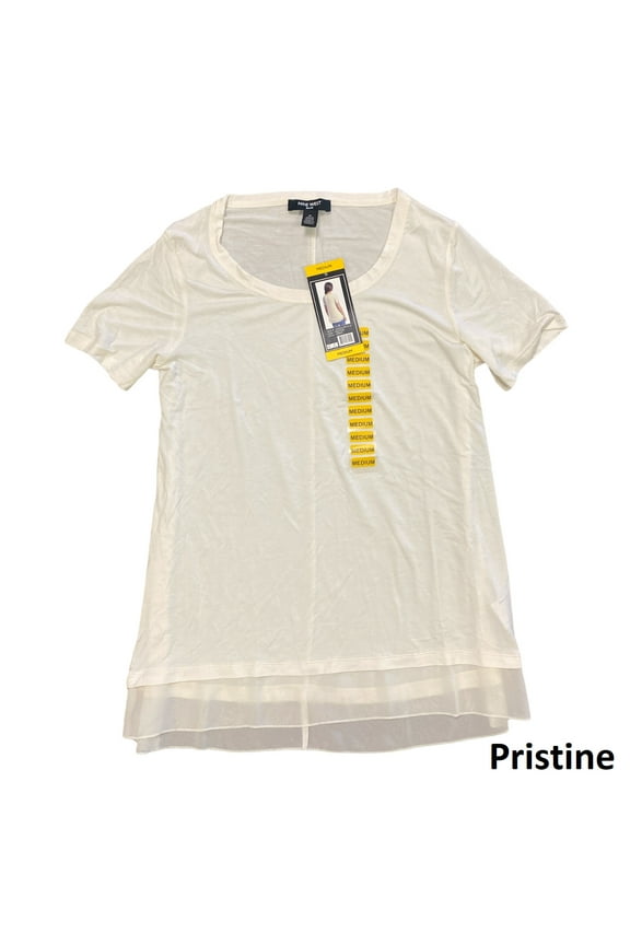 Women's Short Sleeve Sheer Bottom Emmy Top (Pristine, XXL)