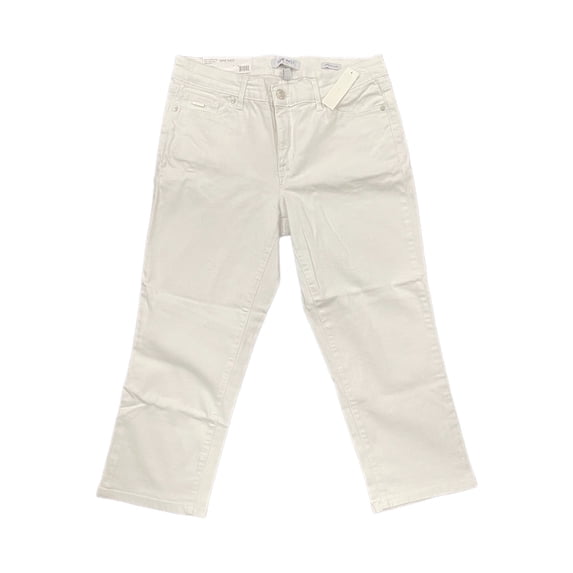 Nine West Women's Stretch Denim Relaxed Leg Chrystie Capri Pants, 23" Inseam (Bright White, 10)