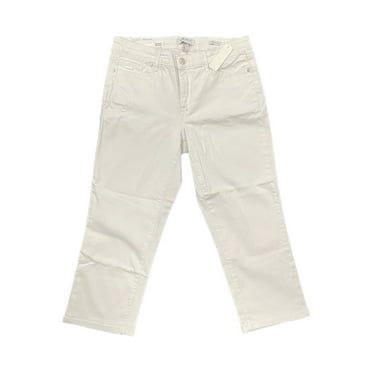 Nine West Women's Stretch Denim Relaxed Leg Chrystie Capri Pants, 23" Inseam (Bright White, 16)