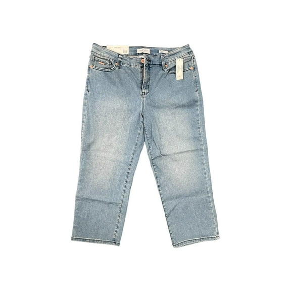 Nine West Women's Stretch Denim Relaxed Leg Chrystie Capri Pants, 23" Inseam (Decille, 8)