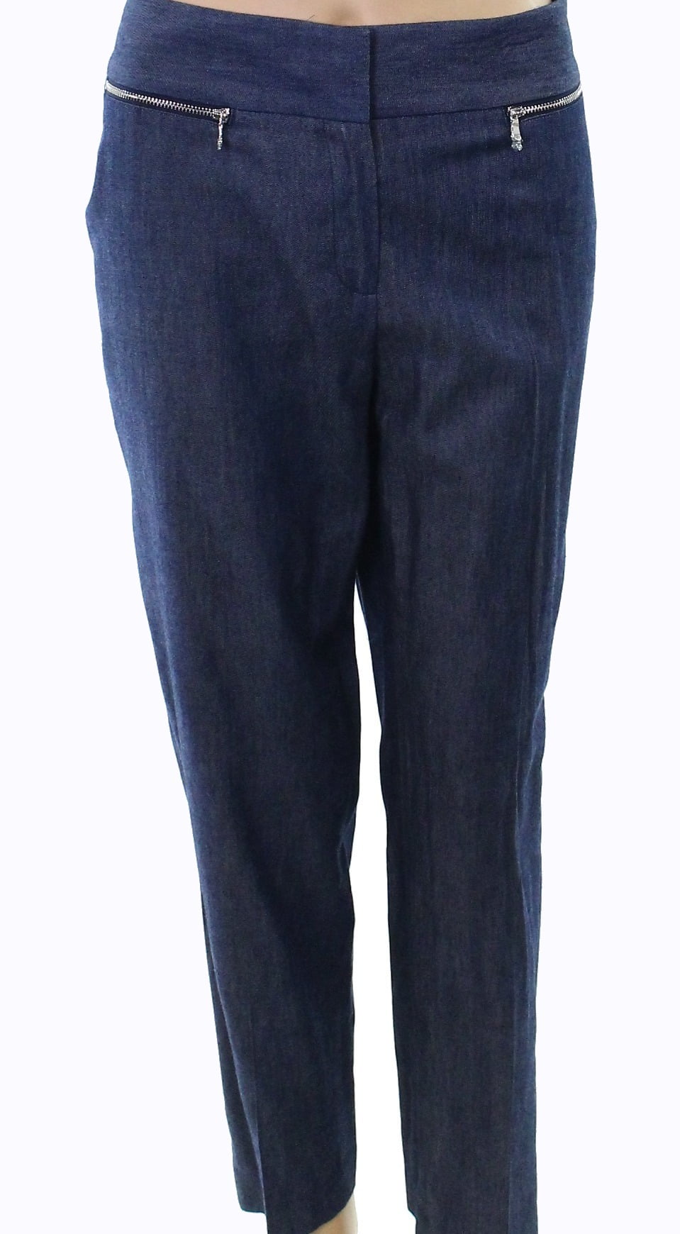 Nine West Women's Stretch Slim Leg Zip-Pockets Pant (12, Indigo)