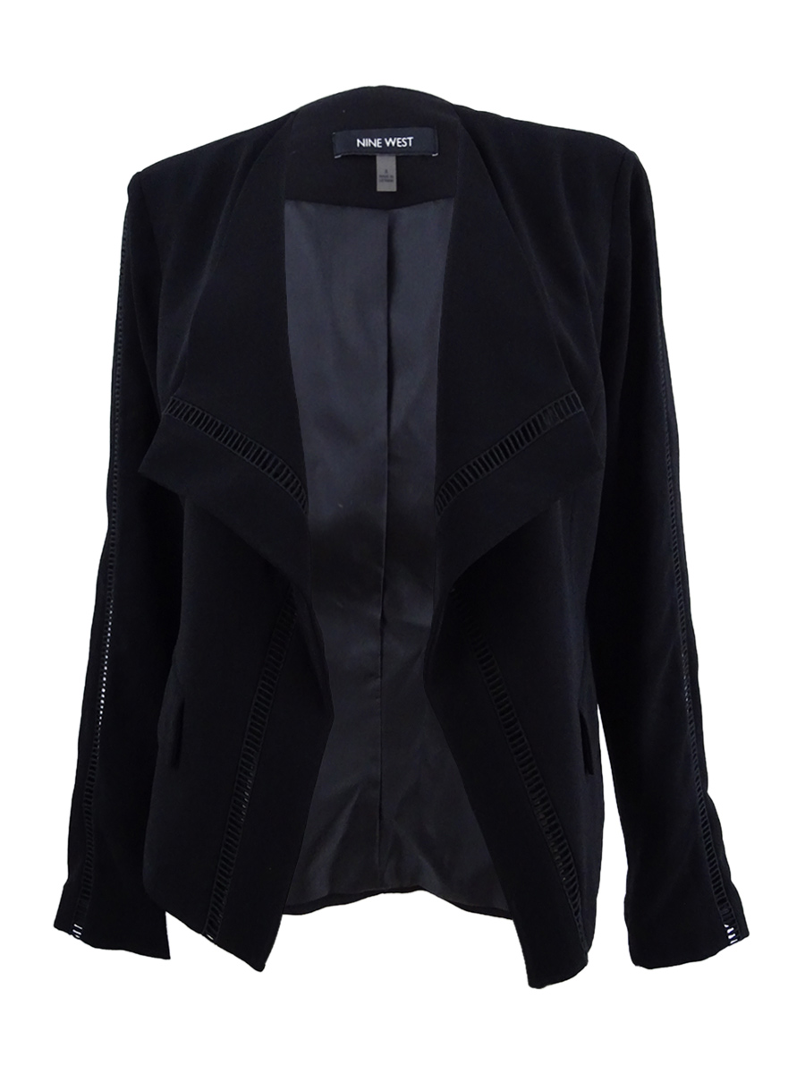 Nine West Women's Wing-Collar Cutout Blazer (4, Black)