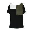 thumbnail image 1 of Nine West Womens Black Olive Colorblock Short Sleeve Top XS, 1 of 1