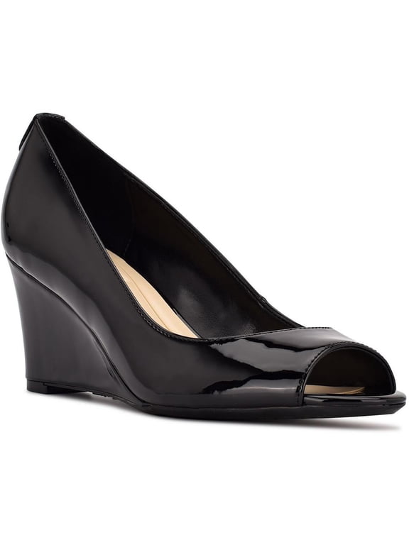 Womens Cape 9x9 Leather Peep Toe Wedge Heels