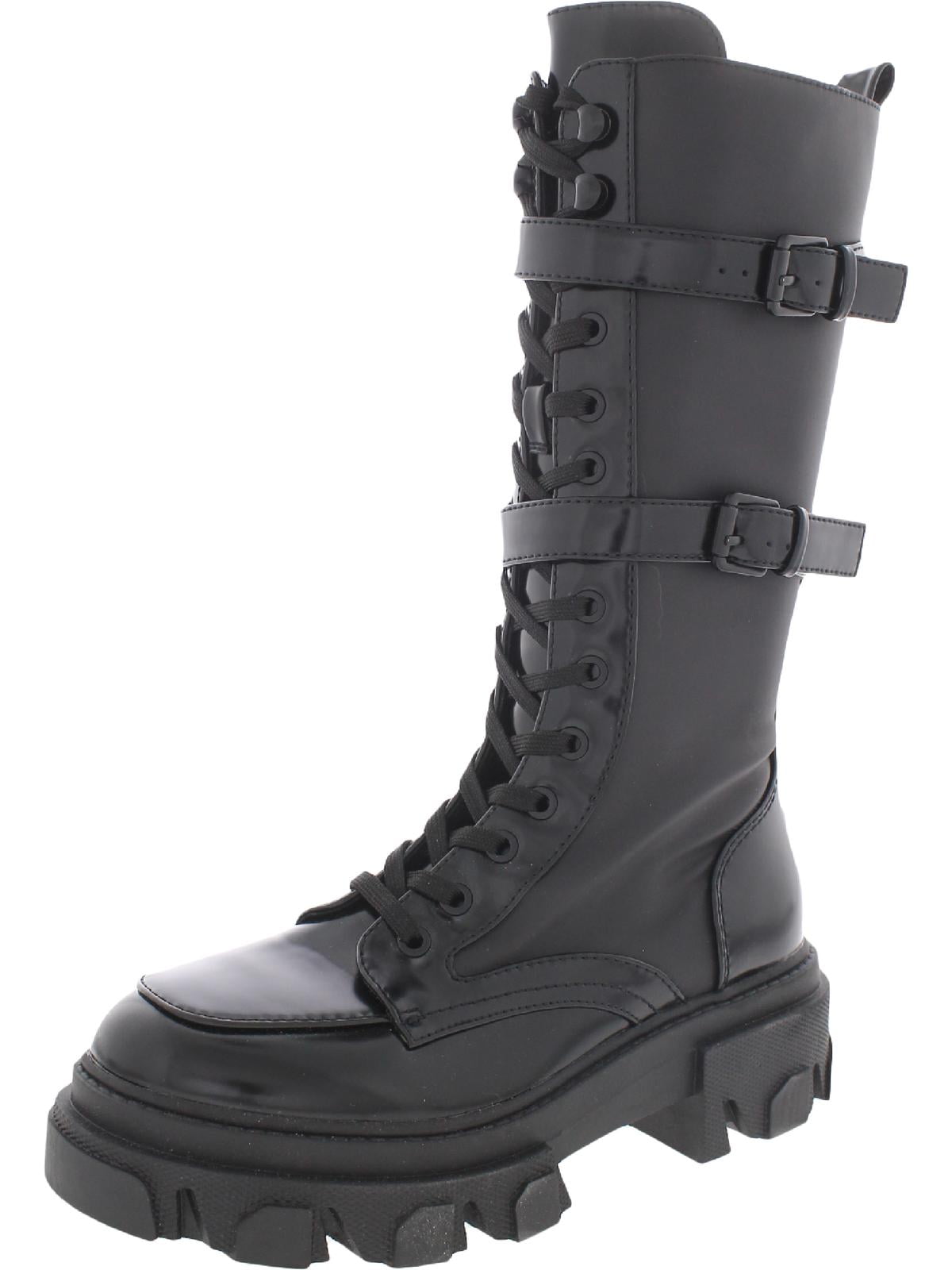 Nine West Womens Carlyn 2 Faux Leather Patent Combat Lace up Boots Walmart
