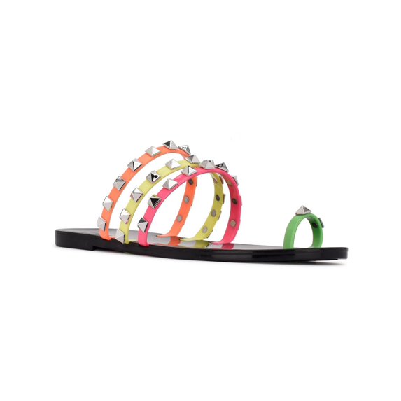 Nine West Womens Cartee 3 Studded Slip On Slide Sandals