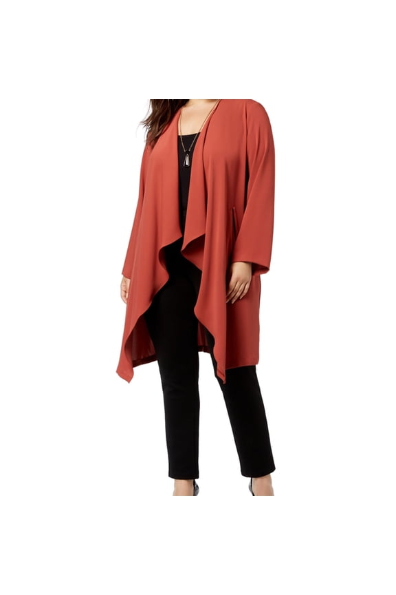 Womens Cascade Cardigan Sweater, Orange, Plus Size, 2X