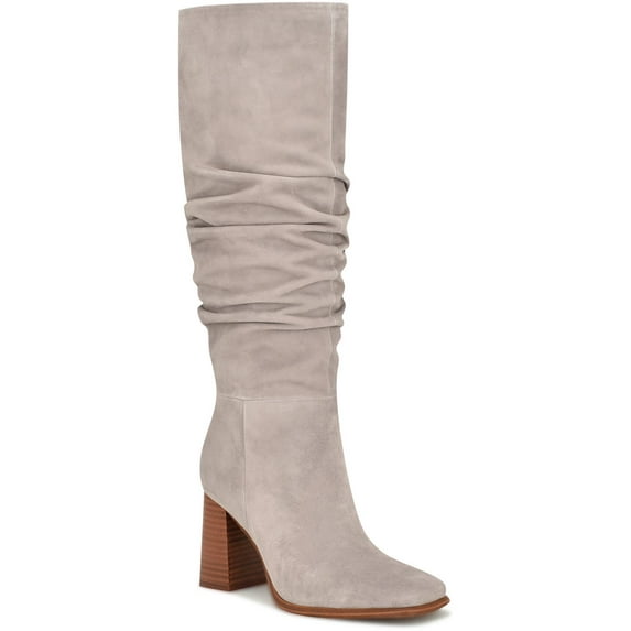 Nine West Womens DOMAEY Suede Square Toe Knee-High Boots